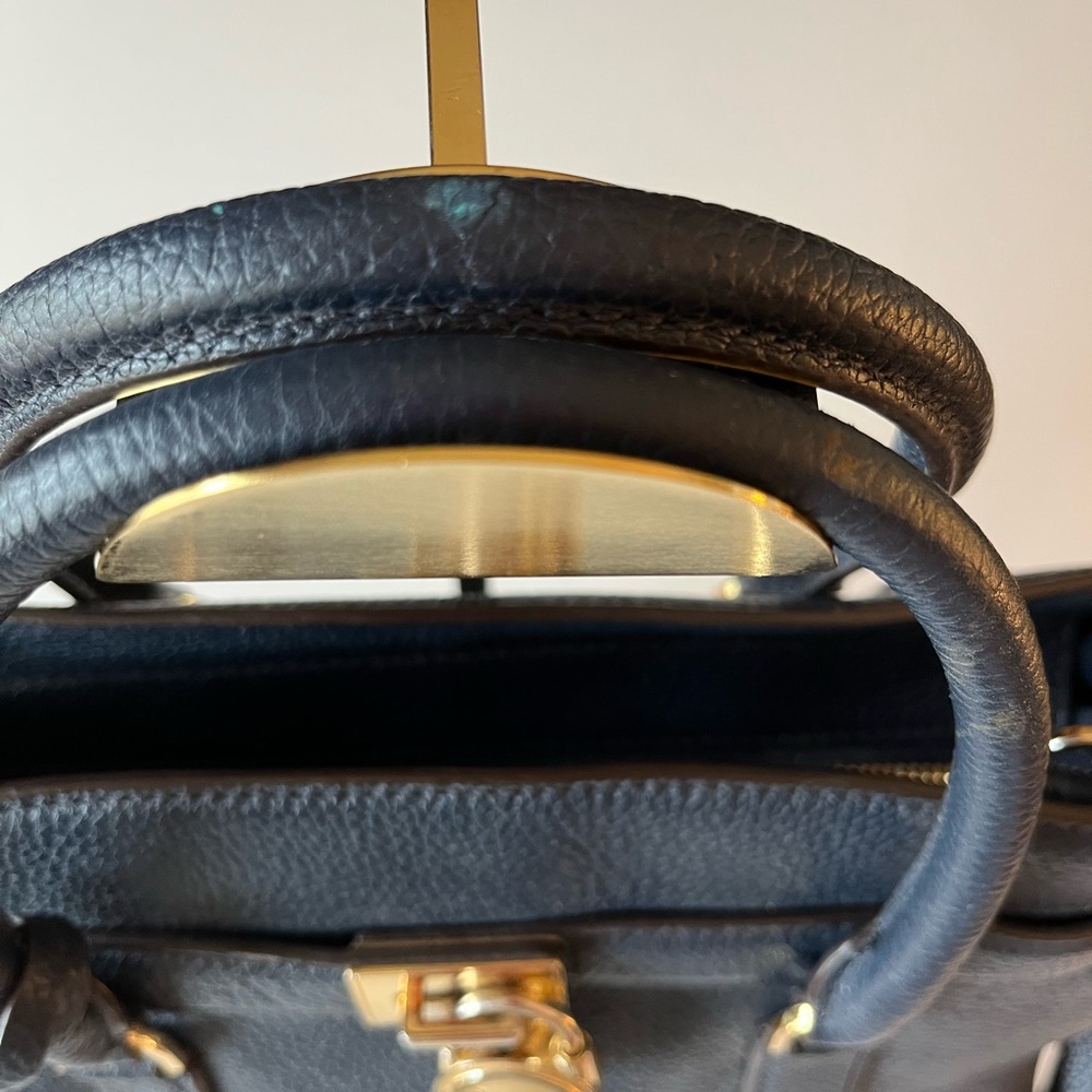 Navy Michael Kors Leather Satchel - Picture 6 of 12